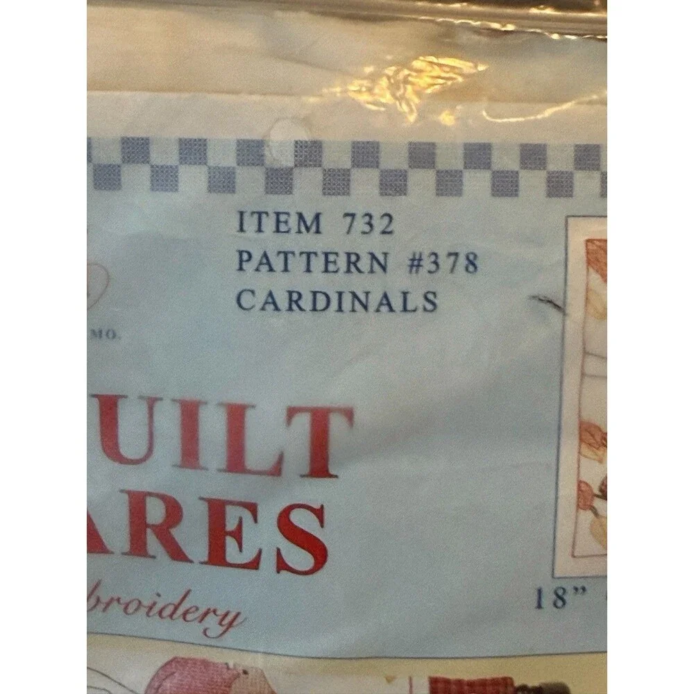 Jack Dempsey Stamped Quilt Squares Cardinals Pattern #378 6 18